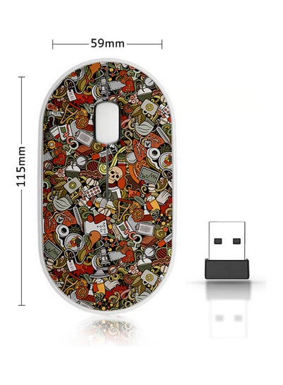 اشتري Cartoon Cute Doodles Wireless Mouse Orange/Grey/White في السعودية