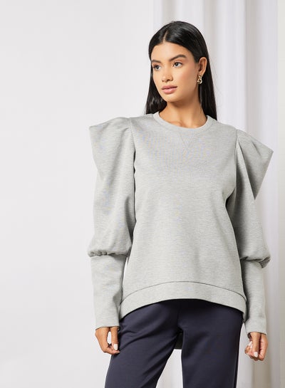 اشتري Cherida Exaggerated Sleeve Sweatshirt Grey في الامارات