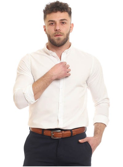 Buy Casual Plain Basic Collared Neck Shirt White in Egypt