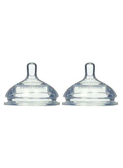 Buy Pack Of 2 Natural Teat Silicone Nipples, Slow Flow For 3m+, Transparent in Saudi Arabia