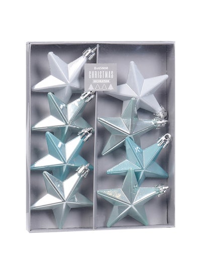 اشتري 8-Piece Assorted Christmas Star Hanging Decoration Multicolour 6.5cm في الامارات