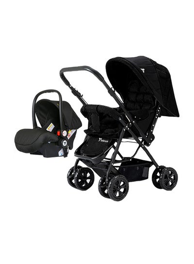 Buy Reversible Trip Stroller And Infant Car Seat Wide Canopy And Seat - Black in Saudi Arabia