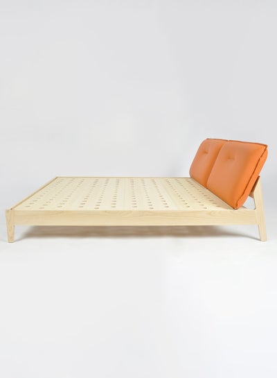 Buy Bed Base & Headboard - King Size Bed - Nordic Style Collection - Wood Orange Color - Size 240 X 185 X 89 - Modern Home in UAE