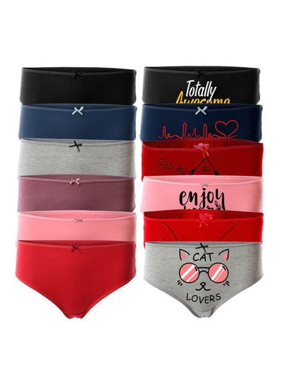 Buy Bundle OF 12 Brief Smooth Cotton Hipster Panties Multicolour in Egypt