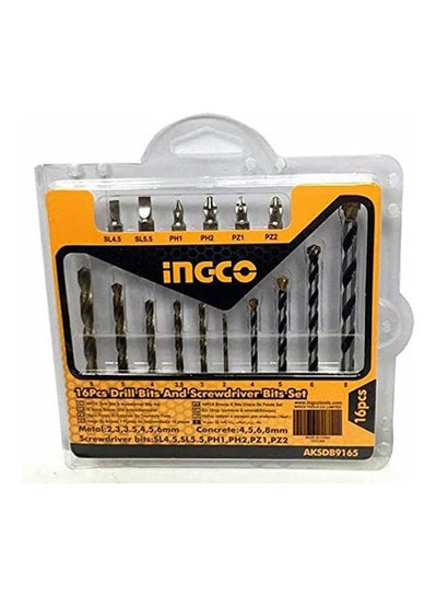 اشتري 16 Pcs Drill Bit Set Screw Driver Set Orange في مصر