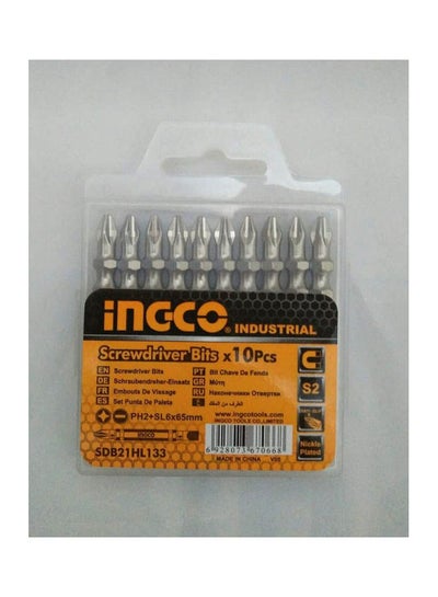 Buy Screwdriver Bits Ph2/Sl6 65 Mm 10 Pcs Silver in Egypt