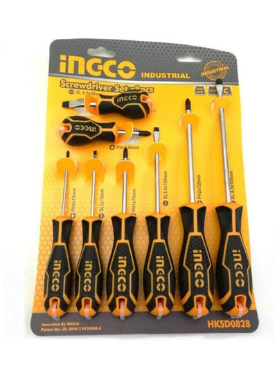 اشتري Screwdriver Set 8 Pcs Rubber Hand Heavy Duty Orange في مصر