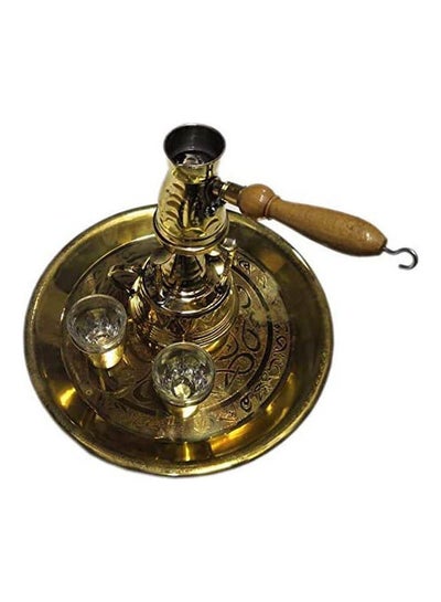 اشتري Set Of Brass Tray  2 Brass Cup Of Coffee And Coffee Maker Gold في مصر