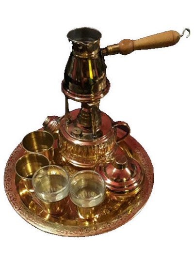 Buy Copper Carved Coffee Set For Coffee Making Gold in Egypt