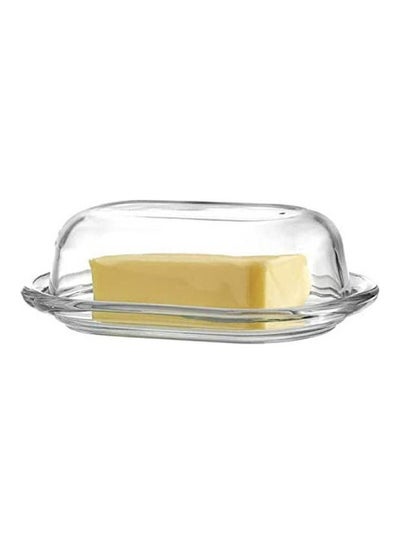 Buy Butter Dish With Cover Glass Clear 20x30cm in Egypt