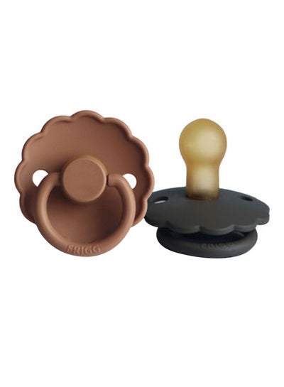 اشتري Daisy Latex Baby Pacifier, Pack Of 2 - Graphite/Peach Bronze في السعودية