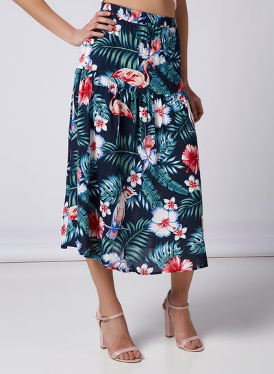 Buy Floral Printed Midi Skirt Multicolour in Saudi Arabia