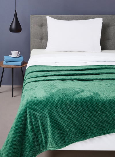 Buy Lightweight Summer Blanket Queen Size 260 GSM Chevron Design Extra Soft All Season Blanket Bed And Sofa Throw  150x200 cm Dark Green Dark Green in UAE