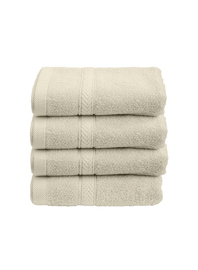 Buy 4-Piece Fast Absorbent Hand Towel Set Cream 40 x 70cm in UAE