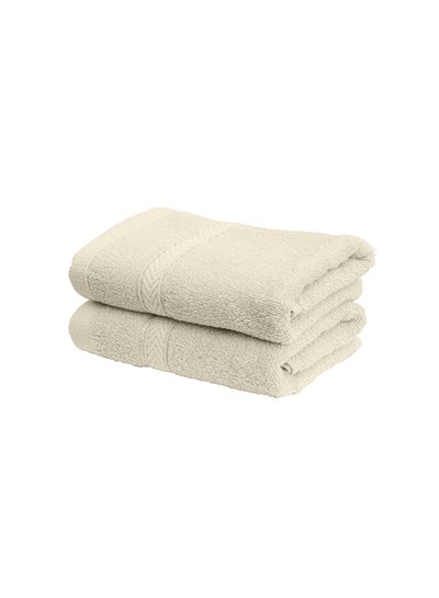 Buy 2-Piece Fast Absorbent Hand Towel Set Cream 40 x 70cm in UAE