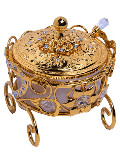 Buy Chinese Sugar Bowl With Lid Gold 10x10x12cm in Saudi Arabia