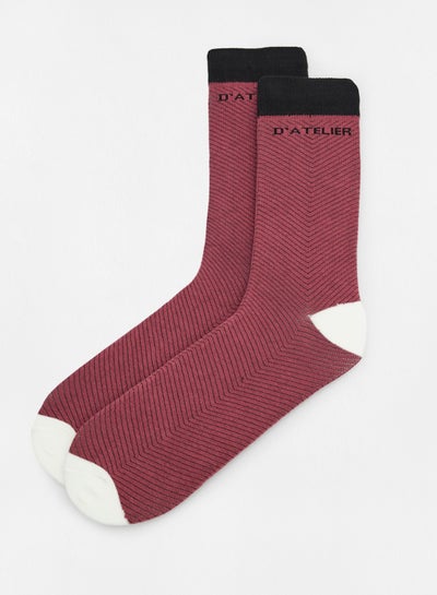 Buy Chevron Pattern Socks Burgundy in UAE