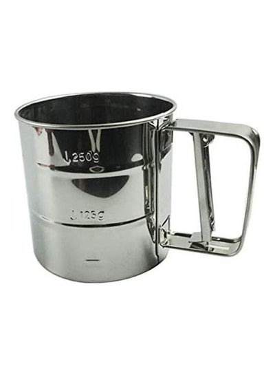 Buy Stainless Steel Hand Cup Type Flour Sieve Cup Hand Manual Pressure Powder Sieve Silver in Saudi Arabia