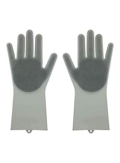 اشتري 2Pcs Magic Gloves Reusable Dish Heat Resistant Gloves Kitchen Tool Grey في مصر