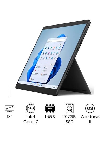 Buy Surface Pro 8 With 13-Inch PixelSense Display, 11th Gen Core i7 1185G7 Processer/16GB RAM/512GB SSD/Intel UHD Graphics/Windows 11 /International Version English Graphite in UAE