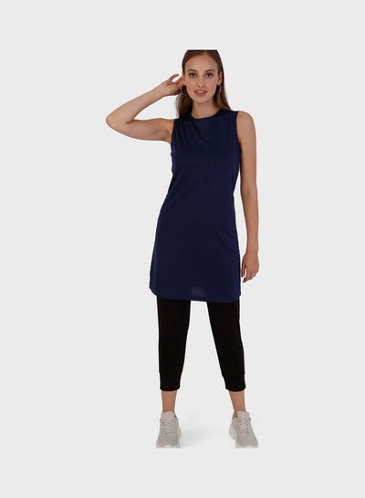 Buy Crew Neck Knitted  Tunic Navy in Saudi Arabia