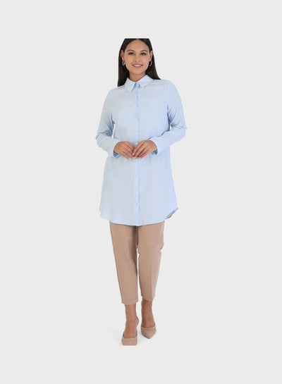 اشتري Button Down Shirt Tunic Blue في الامارات