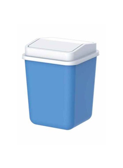 Buy Swivel Waste Bin With Swing Lid Blue/White 15Liters in Saudi Arabia