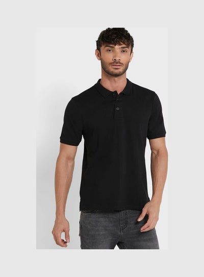 Buy Solid Polo T Shirt Black in UAE