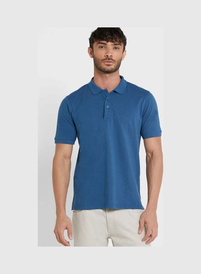 Buy Solid Polo T Shirt Blue in UAE