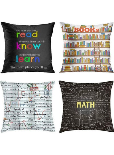 Buy Set Of 4 Throw Pillow Covers And Classroom combination Multicolour 45x45cm in Egypt