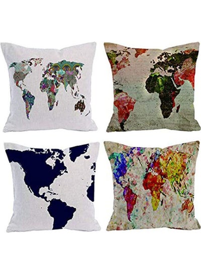 Buy World Map  Cushion Cover  Set Combination combination Multicolour 50X50cm in Egypt