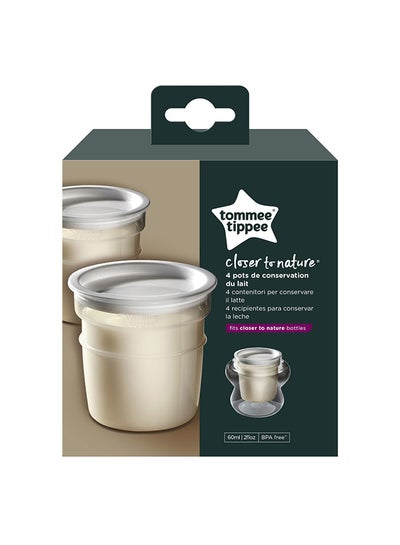 Buy Close To Nature Milk Storage Pots, Pack Of 4 - White in UAE