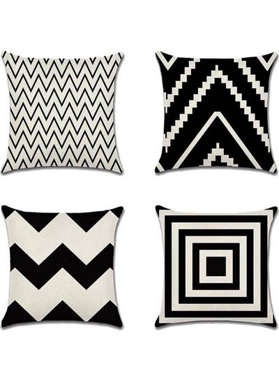 Buy Cushion Covers Pillow Case Geometric Patterns For Sofa And Bed Square Polyester Multicolour 45x45cm in Egypt