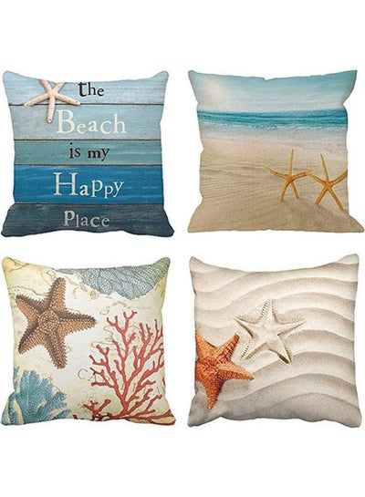 اشتري Set Of 4 Throw Pillow Covers The Beach Starfish And Summer مختلط متعدد الألوان 45x45سم في مصر