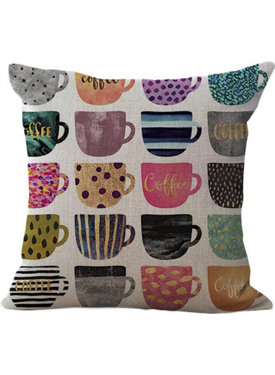 اشتري Cup Pattern  Cushion Cover Cotton Linen Pillowslip Square Decorative Throw Pillow Case Cotton قطن متعدد الألوان 40x40سم في مصر