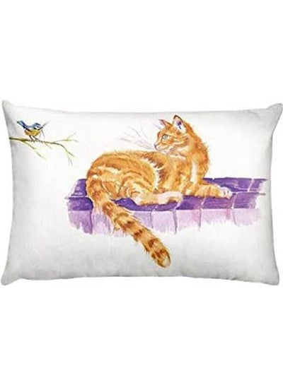 Buy Cushion Cover Watercolor Pastoral Cats Print Pillowcase Big Orange Cat Painting  Cushion Cover Decorative Pillow Home Pillow Decoration Throw Pillow Cotton cotton Multicolour 40x40cm in Egypt