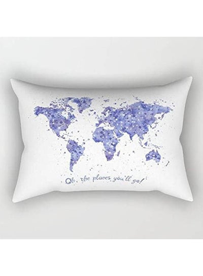 Buy World Map Cotton Canvas Rectangle Decorative Pillow covercases Throw Pillow cover  Cushion Cover cotton Cotton Multicolour 40x40cm in Egypt