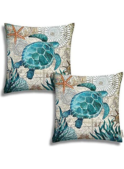 اشتري Turtle Marine Pillow Cover 18X18 Inches Square Pillow Set Of 2 Decorative Pillow Case Home Decor Pillowcase 2 Pack بوليستر متعدد الألوان 40x40سم في مصر