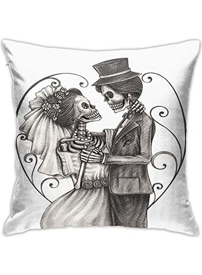 اشتري The Skeleton Design For Halloween Throw Pillow Covers Decorative مختلط متعدد الألوان 40x40سم في مصر