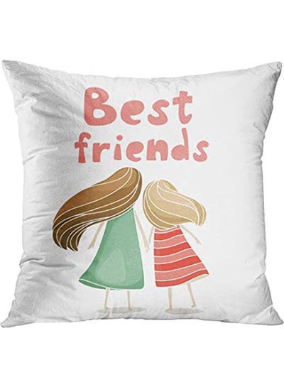 Buy Throw Pillow Cover Quote Two Best Friends Girls Holding Hands About Friendship Hair Hidden Zipper Polyester Multicolour 40x40cm in Egypt