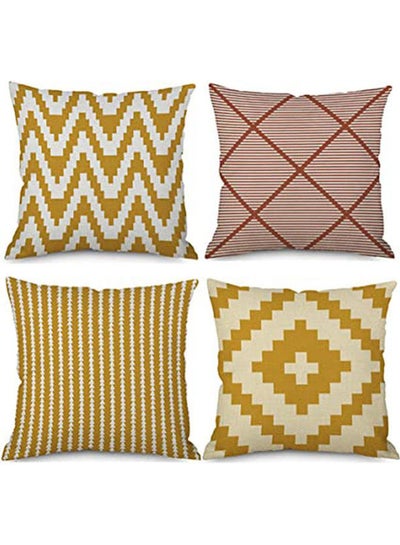 اشتري Set Of 4 Cushion Covers Throw Cushion Cover Pillow Cover Square Double Sided Pillowcase Cushion Covers,With Invisible Zipper For Sofa Bedroom Home Decor بوليستر متعدد الألوان 40x40سم في مصر