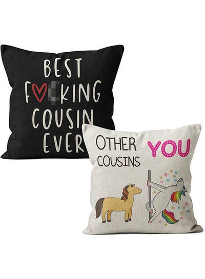 اشتري Best Cousin Decorative Throw Pillow Case Funny Cousin Gift قطن متعدد الألوان 40x40سم في مصر