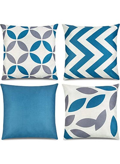 اشتري Set Of 4 Cushion Covers Pillowcase Decorative Pillow Covers Geometric Pattern Gift Living بوليستر متعدد الألوان 40x40سم في مصر