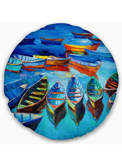 اشتري Seascape Throw Round Cushion Pillow Cover combination Multicolour 40x40cm في مصر