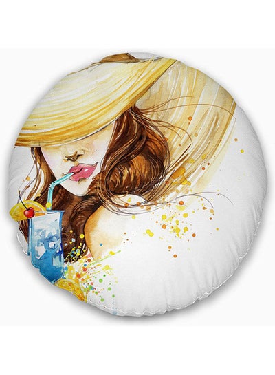 اشتري Woman With Fruit Cocktail' Abstract Throw Cushion Pillow cover Cover Combination مختلط متعدد الألوان 40x40سم في مصر