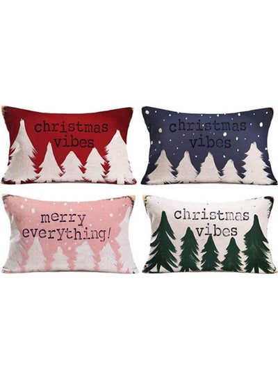 Buy Set Of 4 Christmas Vibes Rectangle Throw Pillow Covers combination Multicolour 45x45cm in Egypt