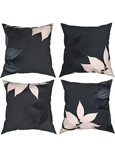 اشتري Set Of 4 Decorative Throw Pillow ,Black Leaves Painting Throw  Cushion Cover For Sofa Bedroom Home Decor Polyester بوليستر متعدد الألوان 40x40سم في مصر