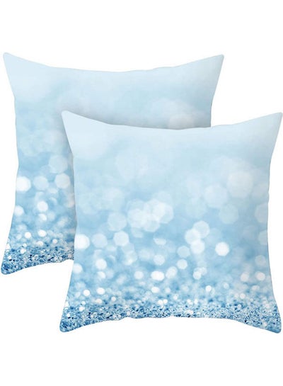 Buy Set Of 2 Square Throw Pillow Cover combination Blue 45x45cm in Egypt
