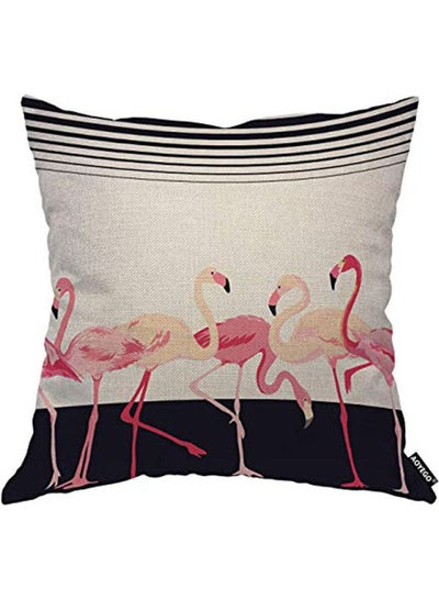 اشتري Flamingo Bird Throw Pillow Cover Long Legs Striped Background Romantic Elegant مختلط متعدد الألوان 40x40سم في مصر