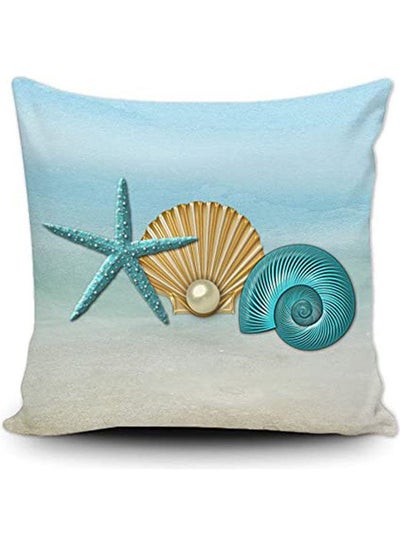 Buy Throw Pillow Covers Blue Beach Starfish Conch Decorative Pillow Case Home Decor Square polyester Multicolour 40x40cm in Egypt